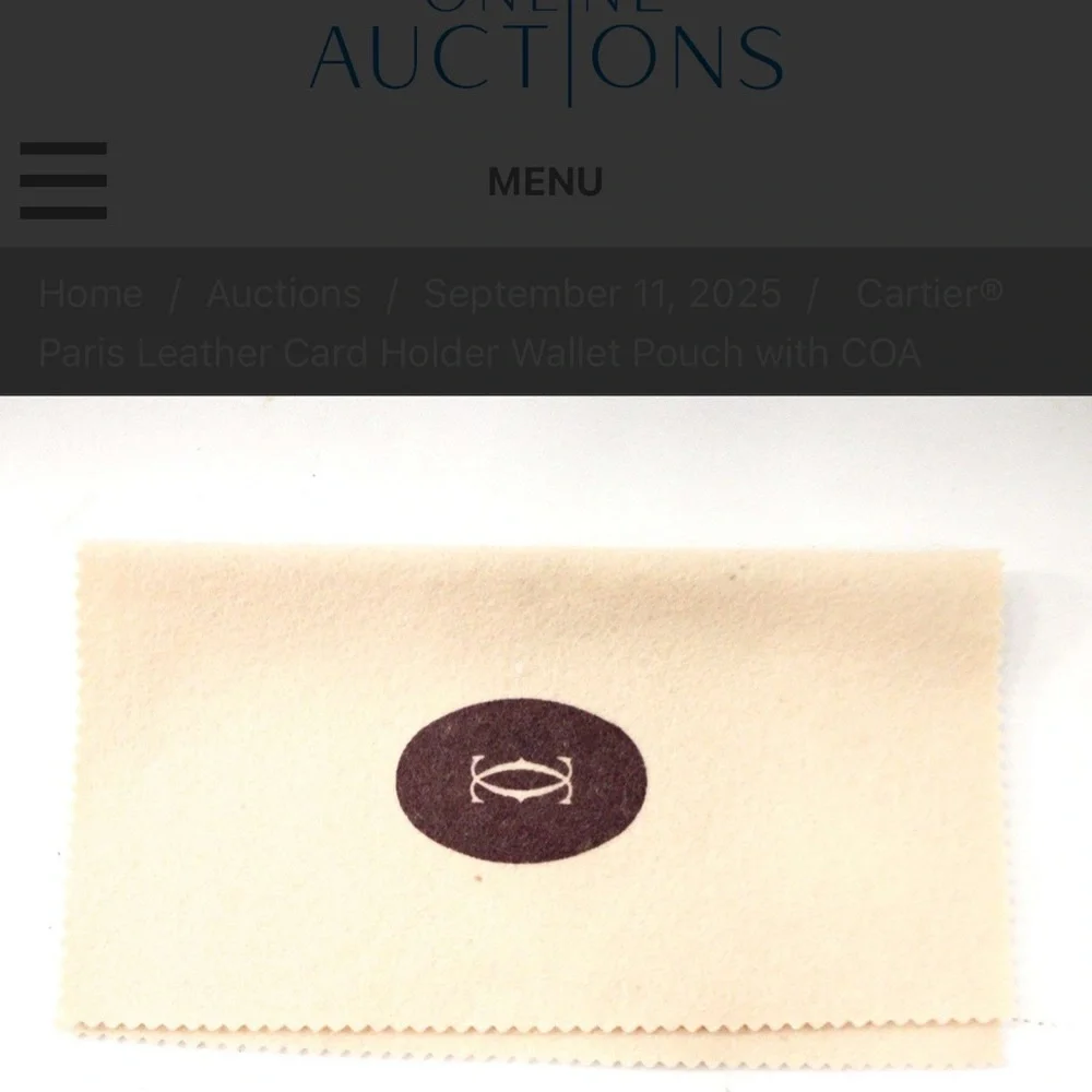 Cartier Maroon Leather Card Holder with Gold Logo with COA